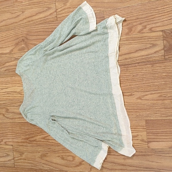 Easel linen-blend layer-look green and cream lightweight sweater, M - Picture 4 of 5